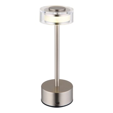 Globo - LED Dimm- und aufladbare Tischleuchte mit Touch-Funktion LED/2,5W/3,7V 2700/4000/6500K 1800mAh matt Chrom