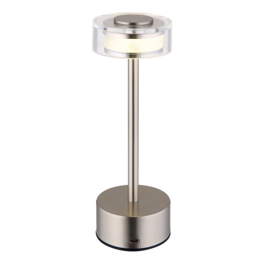 Globo - LED Dimm- und aufladbare Tischleuchte mit Touch-Funktion LED/2,5W/3,7V 2700/4000/6500K 1800mAh matt Chrom