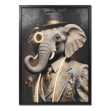 Globo - LED-leuchtendes dekoratives wiederaufladbares Bild LED/5W/5V 72x52 cm 1000 mAh Elefant