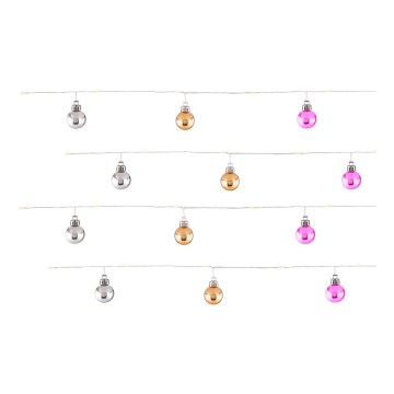 Globo - LED-Lichterkette, 20 x LED / 2 x AA, 2,2 m, warmweiß