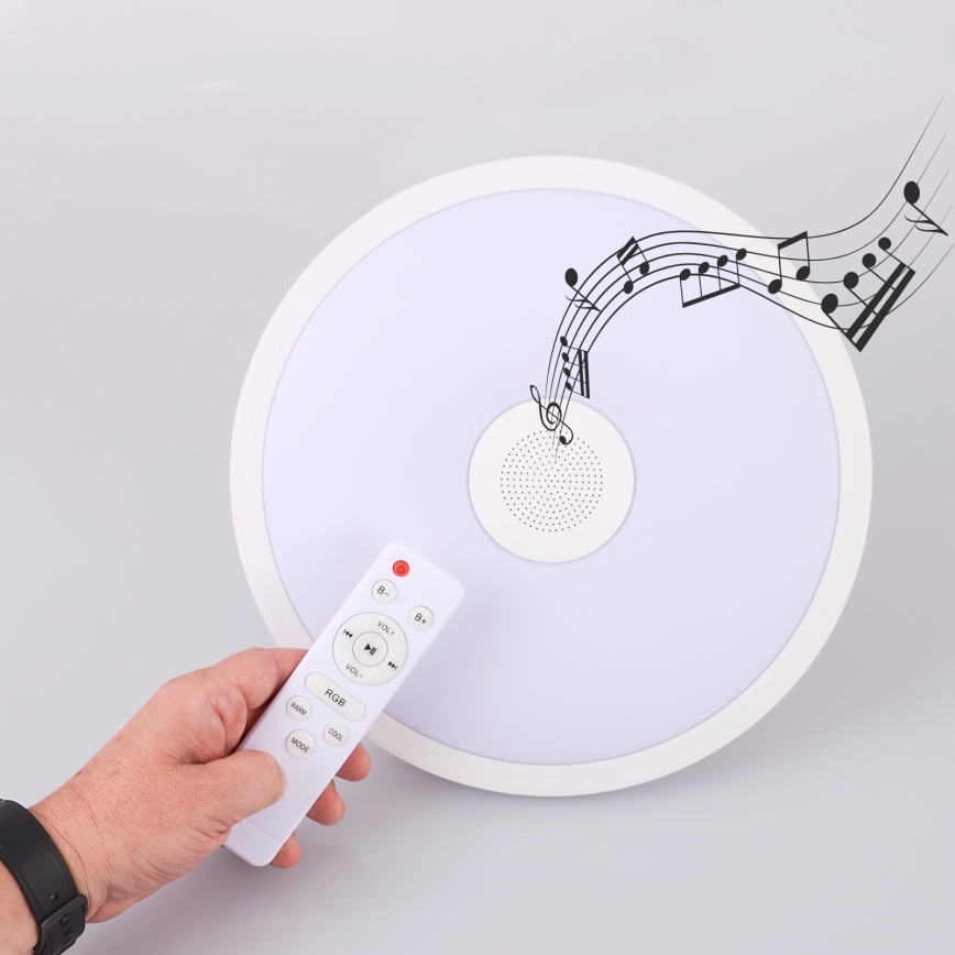 Globo - Dimmbare LED-RGBW Badezimmerleuchte mit Lautsprecher LED/18W/230V 3000-6500K IP44 + Fernbedienung