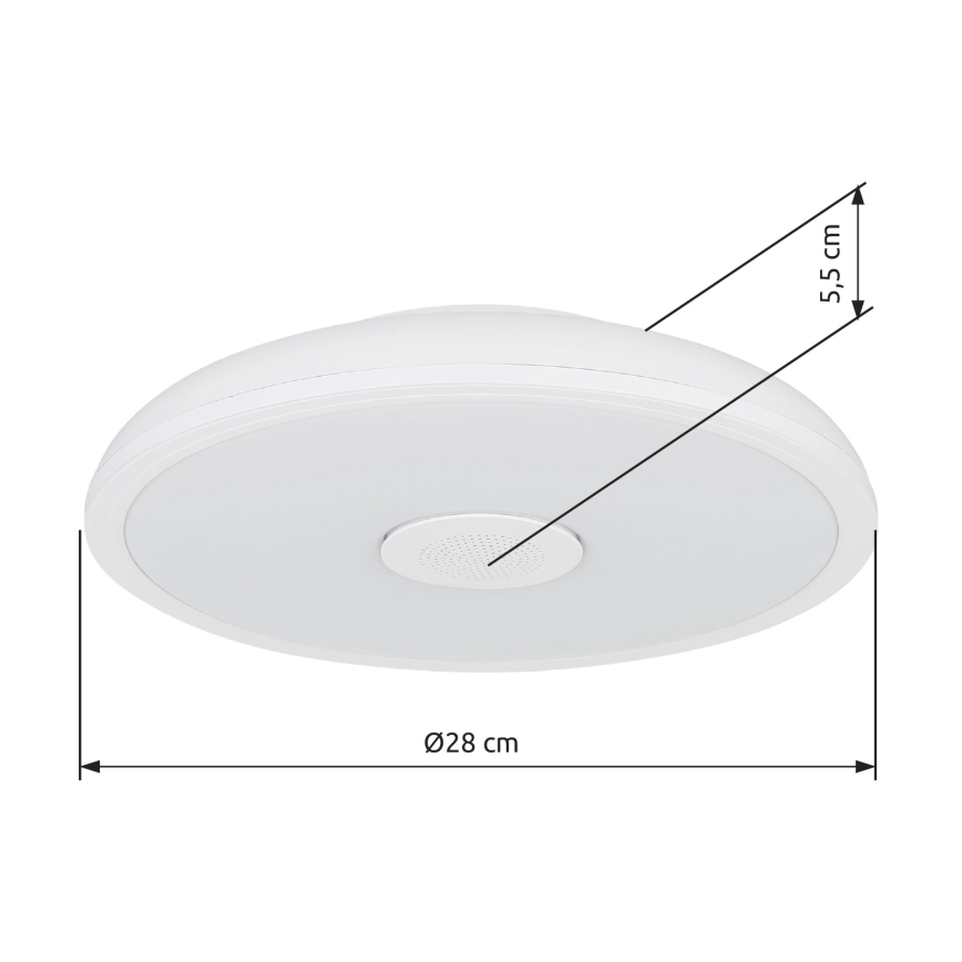 Globo - Dimmbare LED-RGBW Badezimmerleuchte mit Lautsprecher LED/18W/230V 3000-6500K IP44 + Fernbedienung