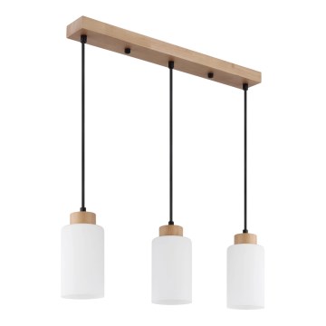 Globo - Pendelleuchte an Kabel 3xE27/60W/230V Eiche/Weiß