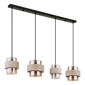 Globo - Pendelleuchte an Kabel 4xE27/40W/230V Travertin