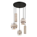 Globo - Pendelleuchte mit Seilaufhängung 3xE27/40W/230V + 2xGU10/10W Travertin
