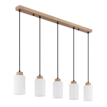 Globo - Pendelleuchte mit Seilaufhängung 5xE27/60W/230V beige/weiß