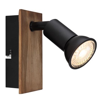 Globo - Wandleuchte mit 1xGU10/35W/230V Spot, Holz/Schwarz