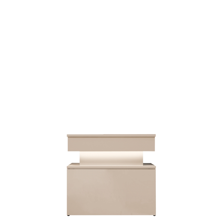 GLOSSA Nachttisch mit LED-Beleuchtung, 51x55 cm, beige