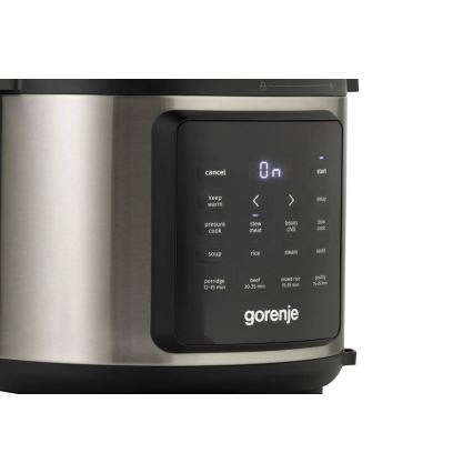 GORENJE GMC6SBK - Multifunktionaler elektrischer Kochtopf 6 l, 8-in-1, 1000 W/230 V, Edelstahl