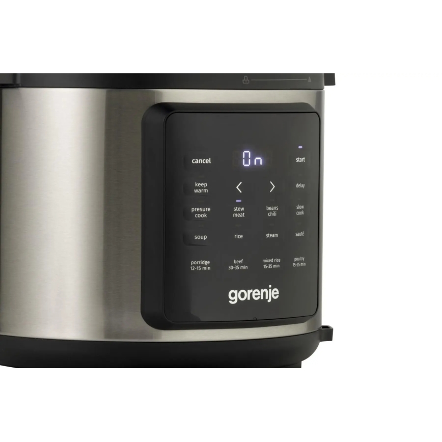 GORENJE GMC6SBK - Multifunktionaler elektrischer Kochtopf 6 l, 8-in-1, 1000 W/230 V, Edelstahl
