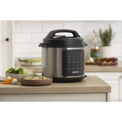 GORENJE GMC6SBK - Multifunktionaler elektrischer Kochtopf 6 l, 8-in-1, 1000 W/230 V, Edelstahl