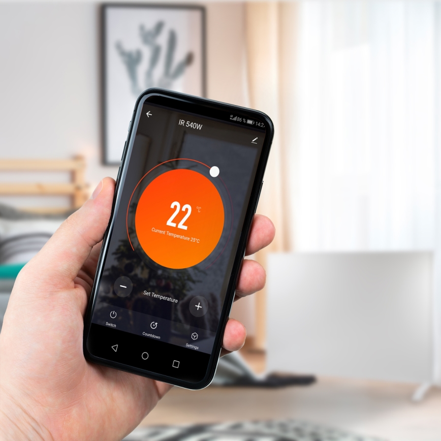 GORENJE IR540W - Smartes elektrisches Infrarot-Heizpaneel 540W mit Timer und WLAN, schwarz
