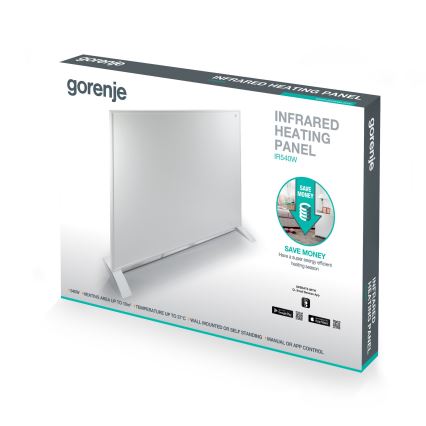 GORENJE IR540W - Smartes elektrisches Infrarot-Heizpaneel 540W mit Timer und WLAN, schwarz