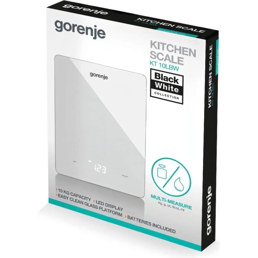 GORENJE KT10LBW - Digitale Küchenwaage 3xAAA weiß