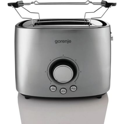 GORENJE T1000E - Toaster mit zwei Schlitzen und Brötchenaufsatz, 1000W/230V, Edelstahl