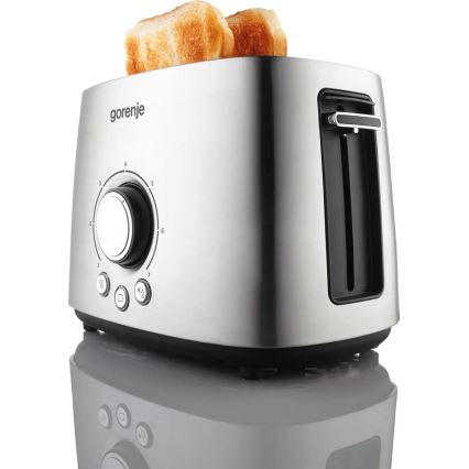 GORENJE T1000E - Toaster mit zwei Schlitzen und Brötchenaufsatz, 1000W/230V, Edelstahl