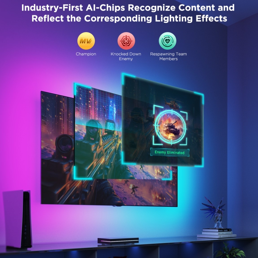 Govee - AI Sync Box 2 Smart-TV RGBICW Hintergrundbeleuchtung 55-65 Wi-Fi