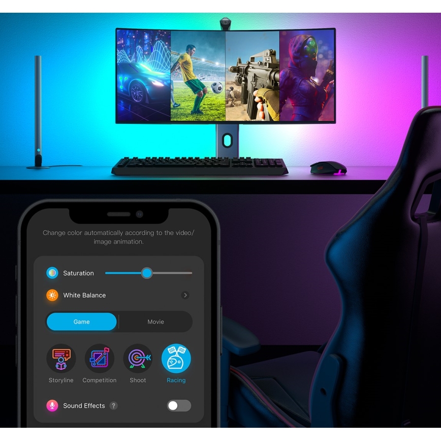 Govee - Dreamview G1 Smart LED RGBIC Monitorbeleuchtung 27-34" Wi-Fi