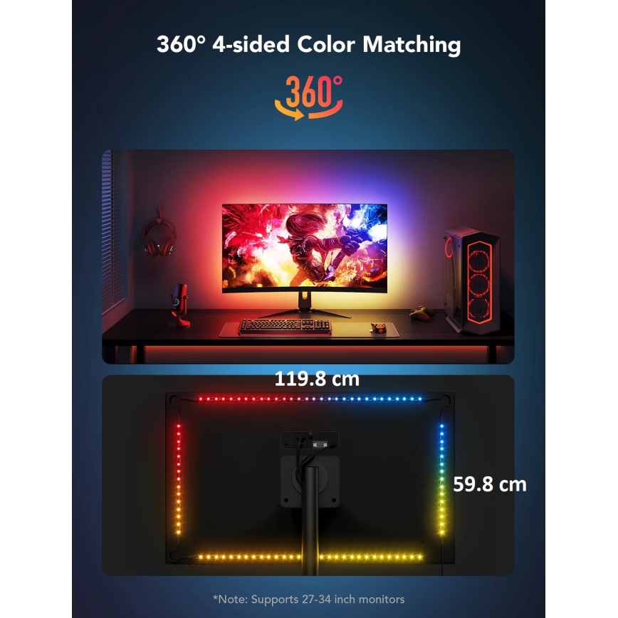 Govee - Dreamview G1 Smart LED RGBIC Monitorbeleuchtung 27-34" Wi-Fi