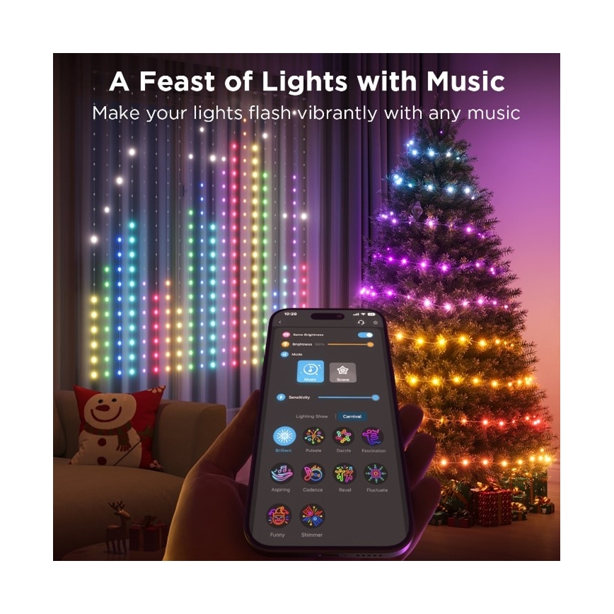 Govee - LED RGB Dimmbare Deko-Lichterkette für den Outdoor-Bereich LED/15W/230V IP65 Wi-Fi