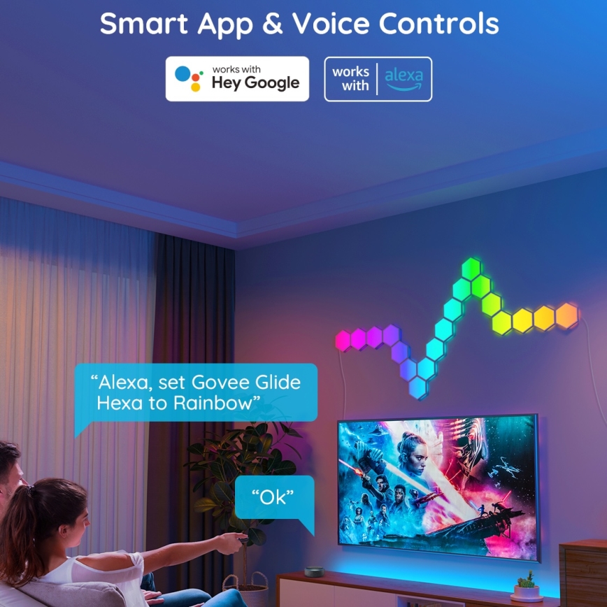 Govee - SET 10x dimmbare LED RGB Paneele LED/36W/230V Wi-Fi