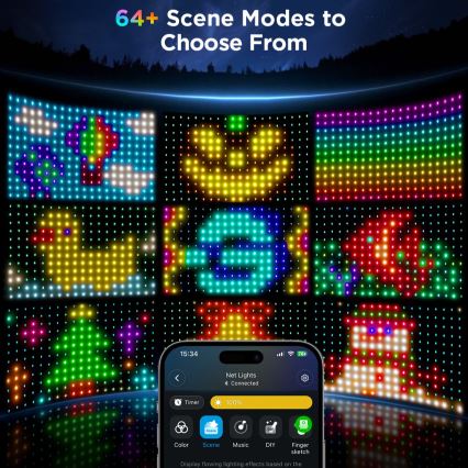 Govee - LED RGBIC Außen-Lichternetz 143x85cm Wi-Fi Matter IP65