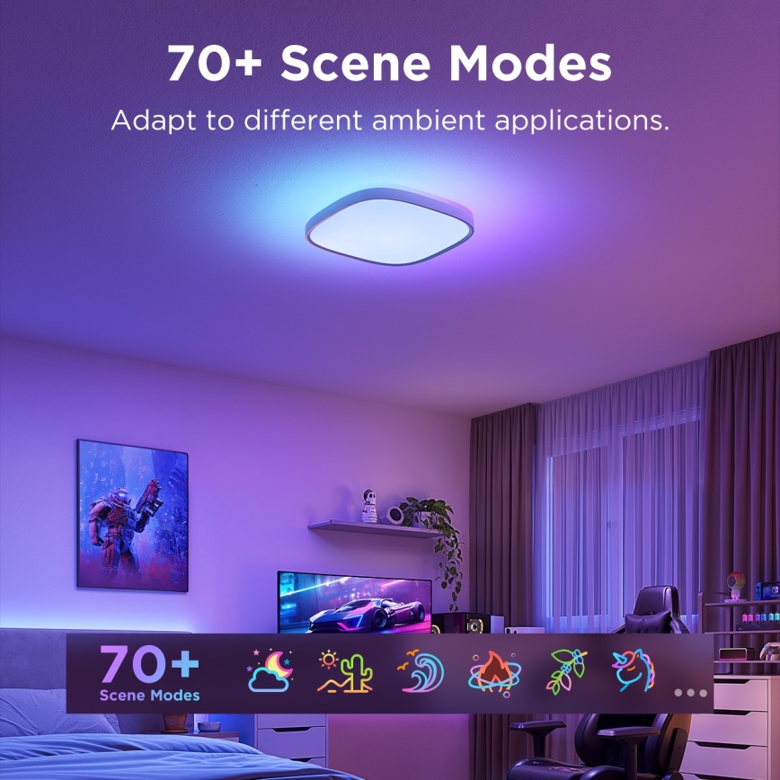 Govee - LED RGBIC Dimmbare Deckenleuchte LED/24W/230V 2700-6500K Wi-Fi 30x30 cm