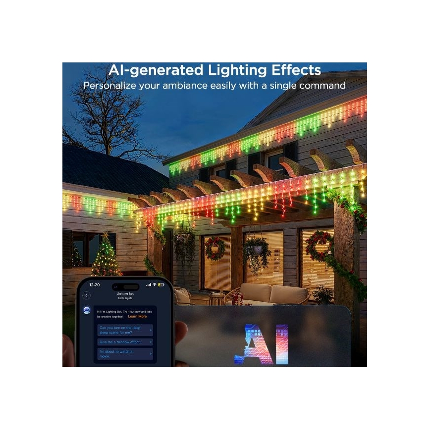 Govee - LED-RGBIC-Lichterkette für den Außenbereich Smart Eiszapfen 10m Wi-Fi Matter IP65