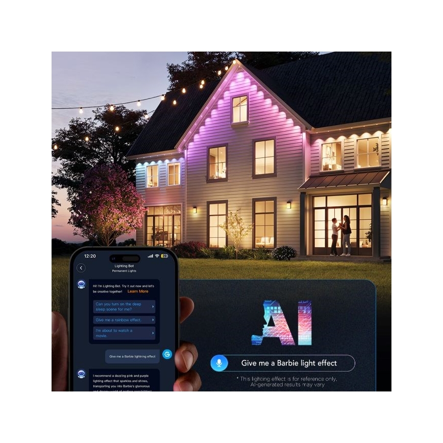 Govee - LED RGBIC-Lichterkette mit Downlights, 30 m, Wi-Fi, Matter, IP67