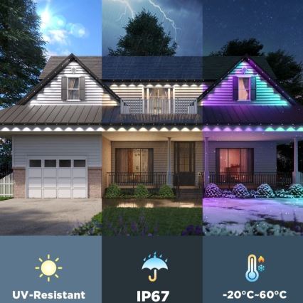 Govee - LED RGBIC-Lichterkette mit Downlights, 30 m, Wi-Fi, Matter, IP67