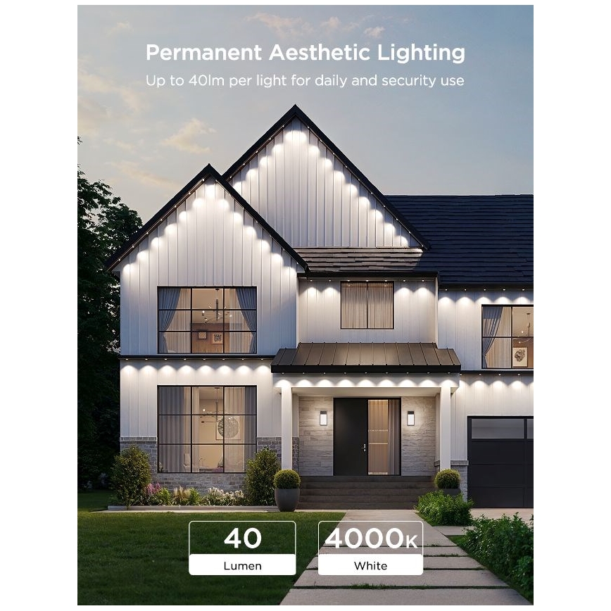 Govee - LED RGBIC-Lichterkette mit Downlights, 30 m, Wi-Fi, Matter, IP67