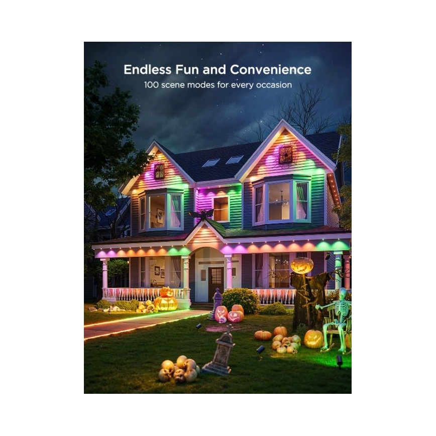 Govee - LED RGBIC-Lichterkette mit Downlights, 30 m, Wi-Fi, Matter, IP67