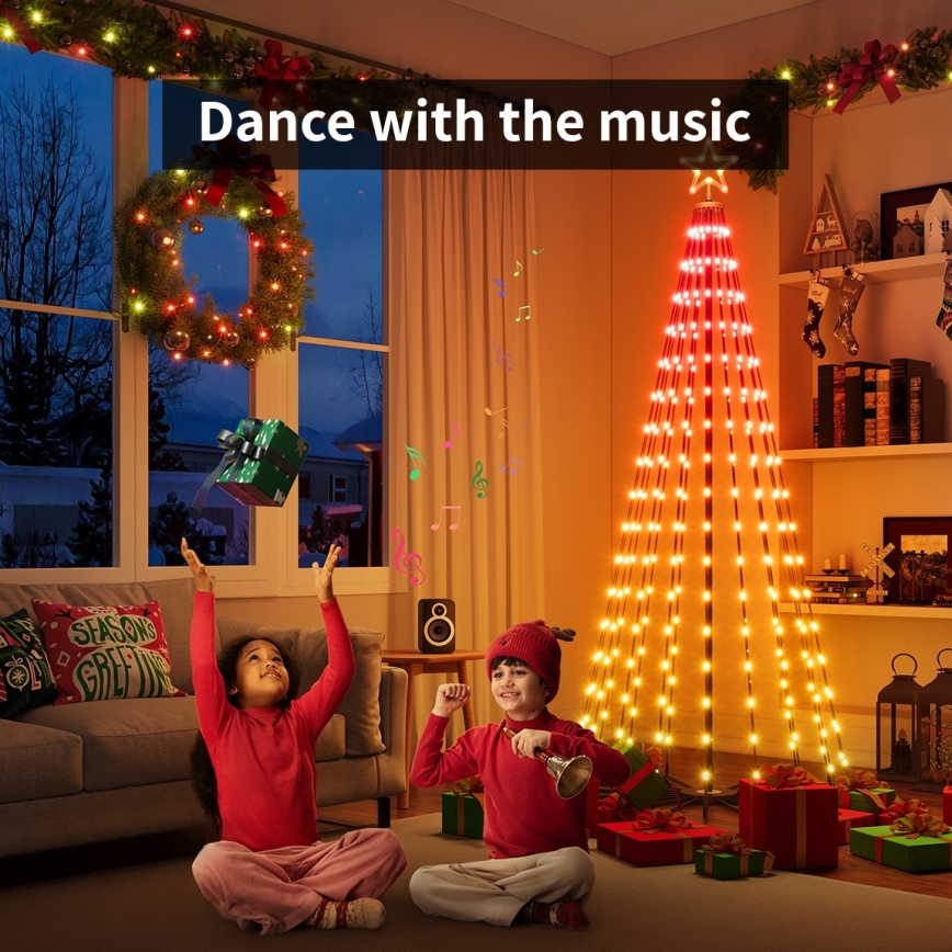 Govee - LED RGBIC Weihnachtsbaum mit Stern LED/15W/230V IP65 1,8m Matter Wi-Fi