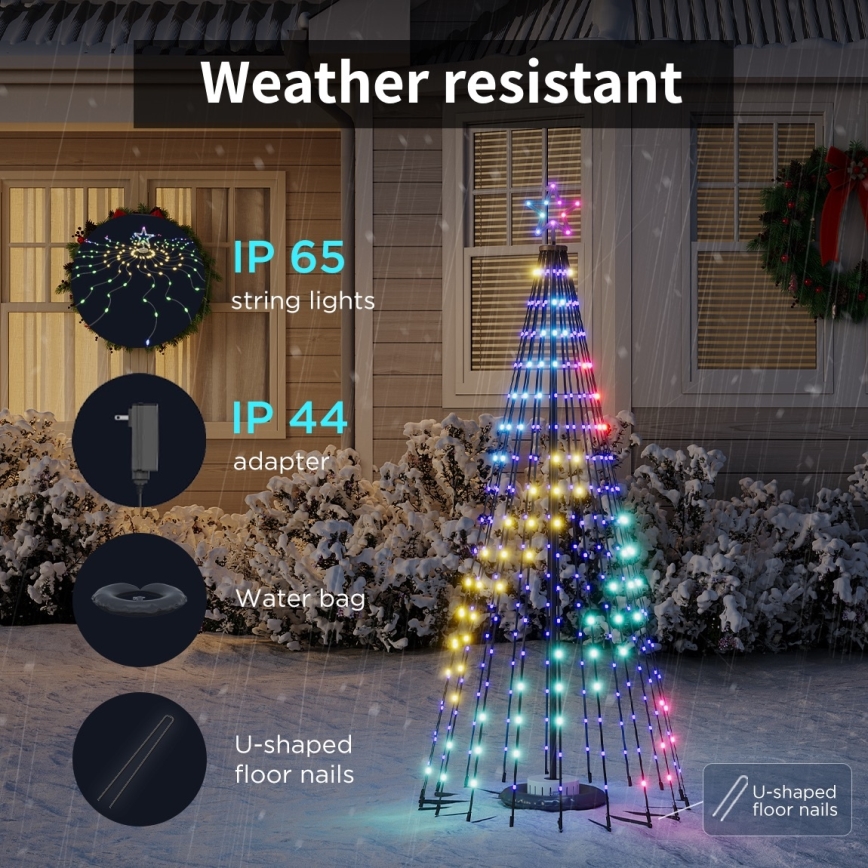 Govee - LED RGBIC Weihnachtsbaum mit Stern LED/15W/230V IP65 1,8m Matter Wi-Fi