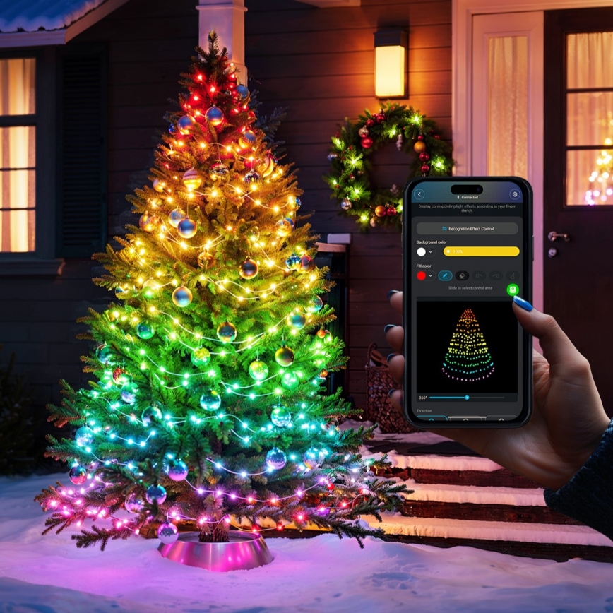 Govee - LED RGBICW Outdoor-Weihnachtslichterkette 2700-6500K 20m Wi-Fi Matter IP66