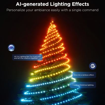 Govee - LED RGBICW Outdoor-Weihnachtslichterkette 2700-6500K 20m Wi-Fi Matter IP66