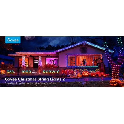 Govee - LED RGBICW Outdoor-Weihnachtslichterkette 2700-6500K 20m Wi-Fi Matter IP66