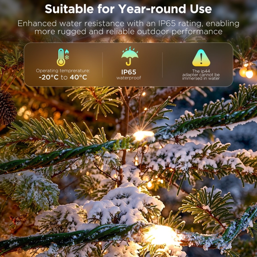 Govee - LED RGBICW Weihnachts-Lichterkette für den Außenbereich 2700-6500K 20m Wi-Fi Matter IP65