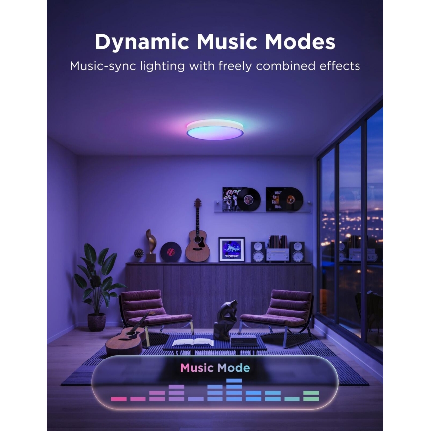 Govee - LED RGBICWW dimmbare Deckenleuchte LED/55W/230V Ø 46 cm Matter Wi-Fi