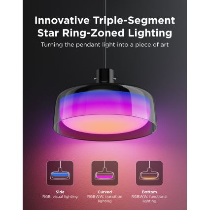 Govee - LED RGBICWW dimmbare Pendelleuchte mit Seilaufhängung LED/21W/230V Matter Wi-Fi