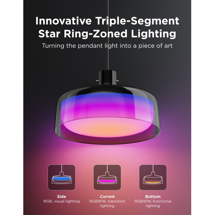 Govee - LED RGBICWW dimmbare Pendelleuchte mit Seilaufhängung LED/21W/230V Matter Wi-Fi