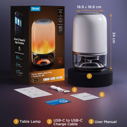 Govee - LED RGBW dimmbare Tischlampe mit integriertem Lautsprecher LED/36W/12V Wi-Fi