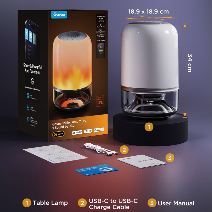 Govee - LED RGBW dimmbare Tischlampe mit integriertem Lautsprecher LED/36W/12V Wi-Fi