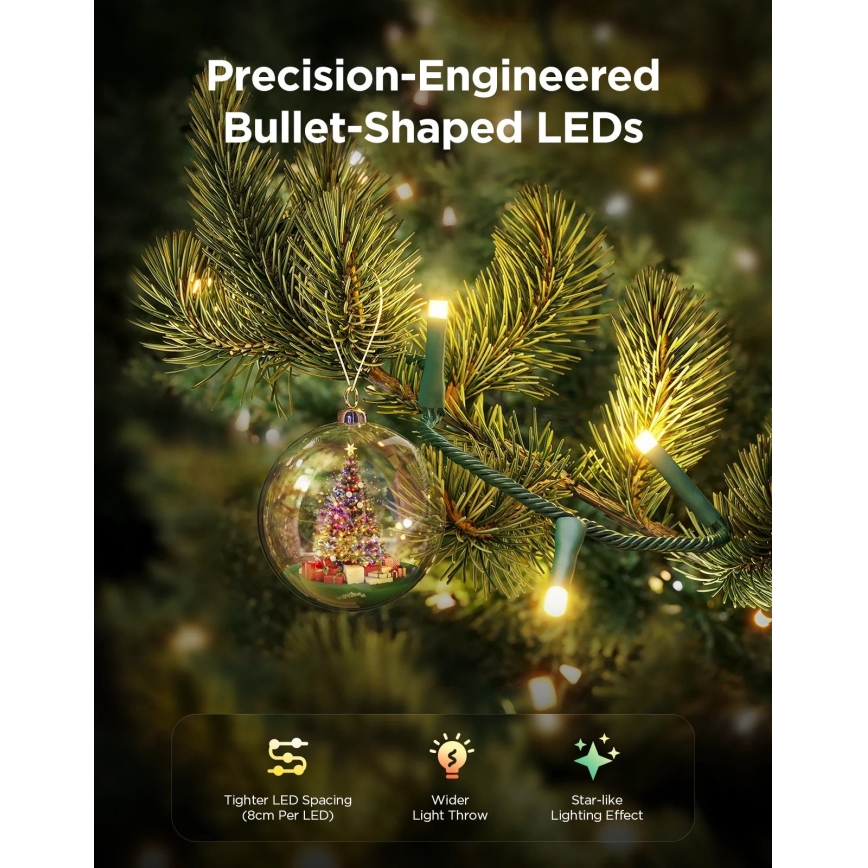 Govee - LED RGBWIC Außen-Weihnachts-Lichterkette 2700-6500K 30m Wi-Fi Matter IP65