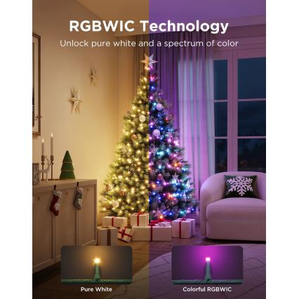 Govee - LED RGBWIC Außen-Weihnachts-Lichterkette 2700-6500K 30m Wi-Fi Matter IP65