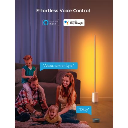 Govee - Dimmbare LED-Stehleuchte Lyra Smart RGBICWW 2200-6500K Wi-Fi + Fernbedienung