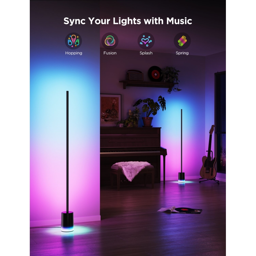 Govee - Dimmbare LED-Stehleuchte Smart MATTER LED RGBICWW 2200-6500K Wi-Fi + Fernbedienung