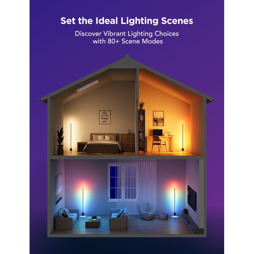 Govee - Dimmbare LED-Stehleuchte Smart MATTER LED RGBICWW 2200-6500K Wi-Fi + Fernbedienung