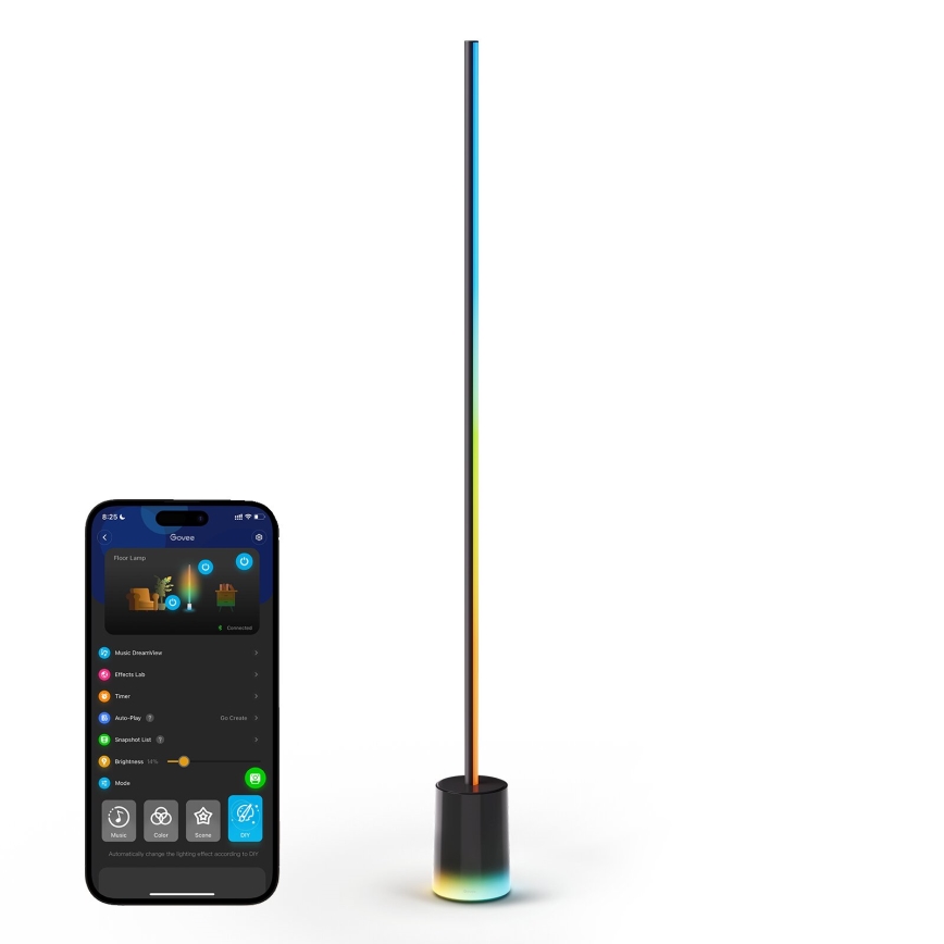 Govee - Dimmbare LED-Stehleuchte Smart MATTER LED RGBICWW 2200-6500K Wi-Fi + Fernbedienung