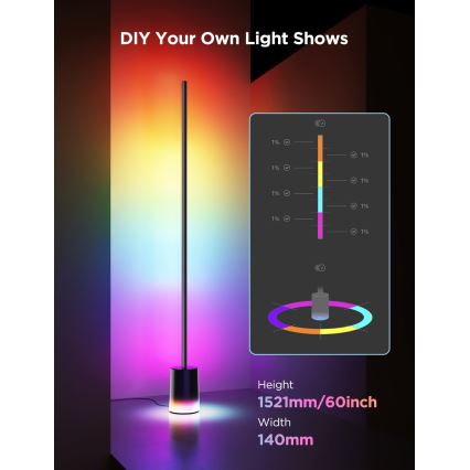 Govee - Dimmbare LED-Stehleuchte Smart MATTER LED RGBICWW 2200-6500K Wi-Fi + Fernbedienung